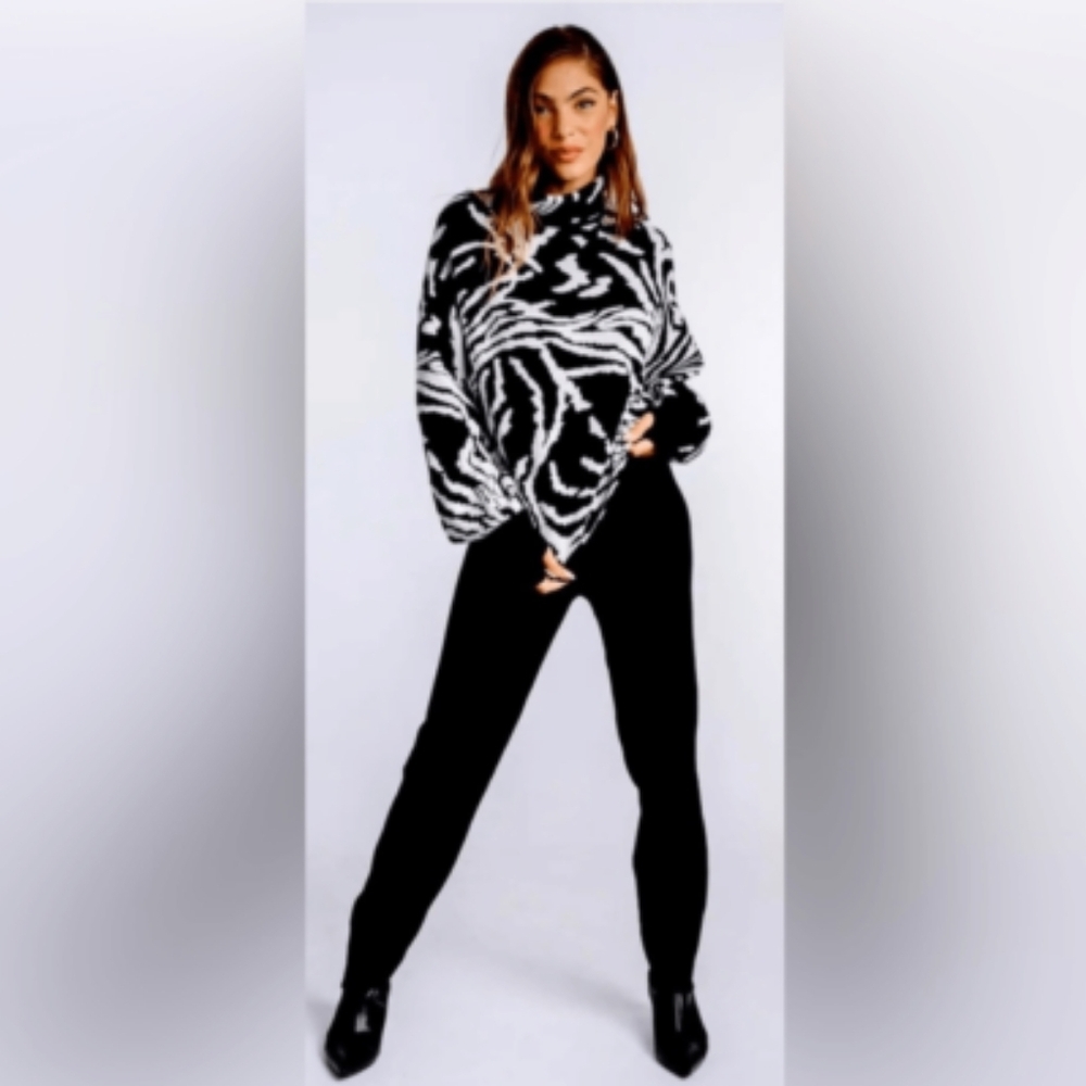 ✨️NWT Silk & Salt Black And White Turtleneck Sweater XL
